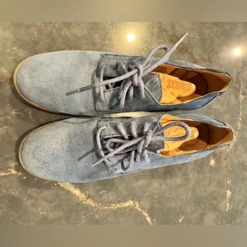 Born Blue Suede Oxford Shoes Women's 7 Leather Preppy‎ Dark Academia